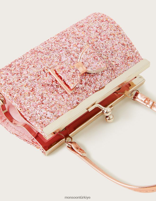 Monsoon kız fiyonklu ışıltılı mini çanta JH86BT1602 aksesuar sıcak