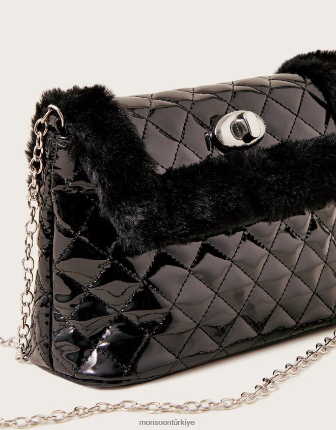 Monsoon kız kabarık kapitone patent çantası JH86BT2834 aksesuar sıcak