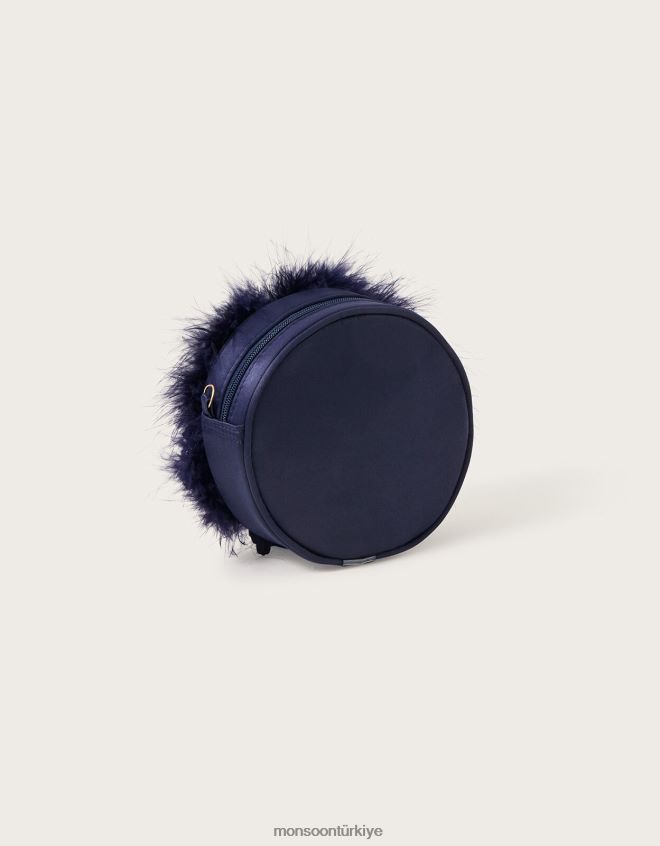 Monsoon kız loralie tüy çiçek yuvarlak çanta JH86BT1791 aksesuar şık