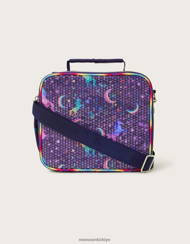 Monsoon kız tek boynuzlu at pullu öğle yemeği çantası JH86BT2531 aksesuar moda