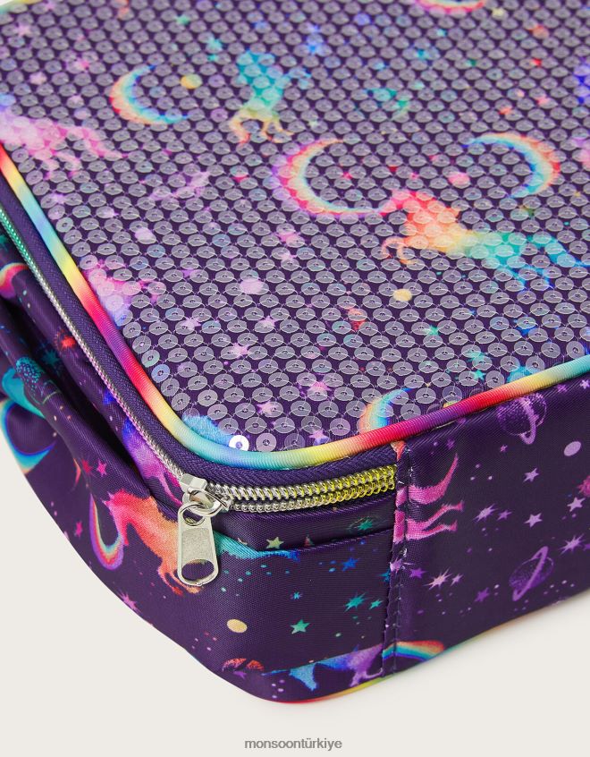 Monsoon kız tek boynuzlu at pullu öğle yemeği çantası JH86BT2531 aksesuar moda