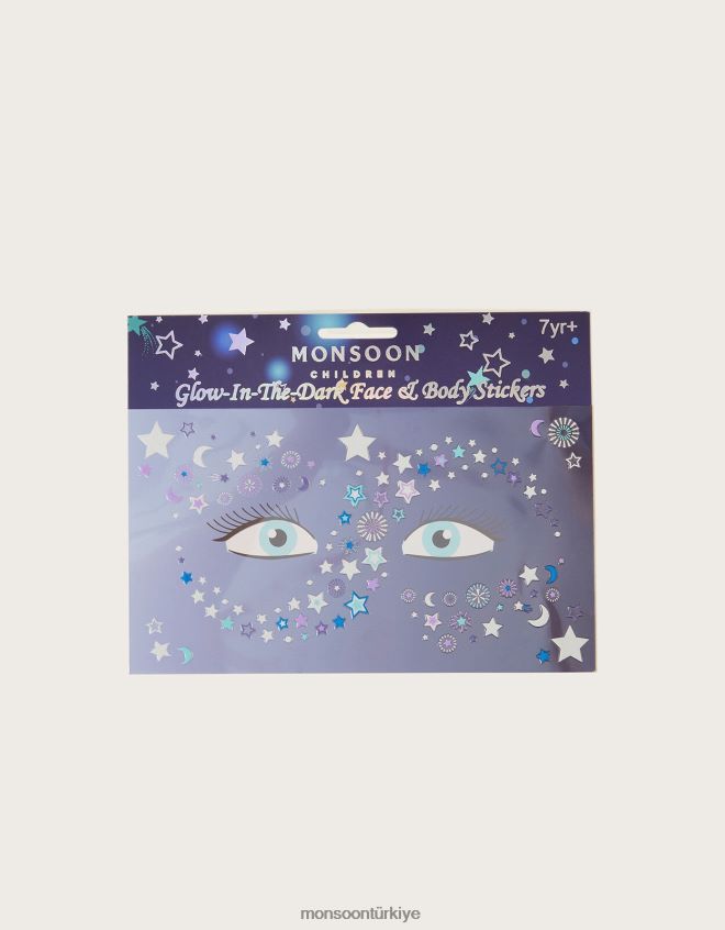 Monsoon çocuklar karanlıkta parlayan yüz ve vücut çıkartmaları JH86BT2824 aksesuar şık