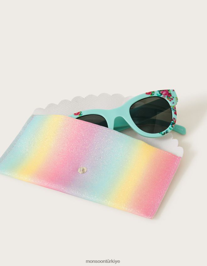 Monsoon çocuklar Gökkuşağı kasalı çiçek desenli güneş gözlüğü JH86BT2798 aksesuar zarif
