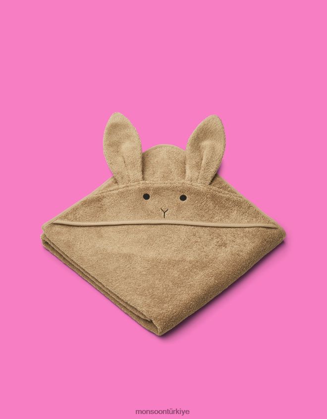 Monsoon çocuklar liewood augusta tavşan kapüşonlu havlu JH86BT2637 aksesuar deve (yulaf ezmesi)