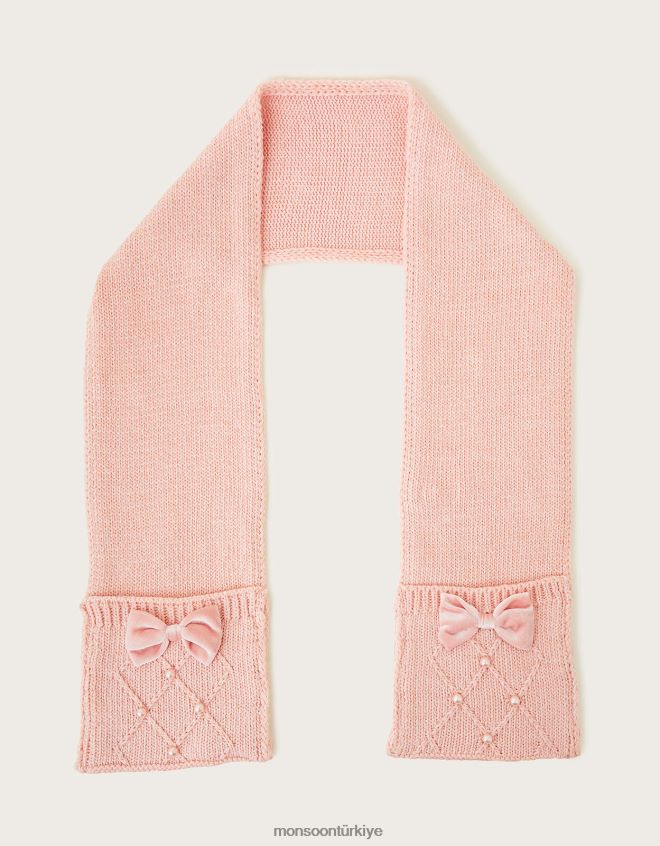 Monsoon çocuklar Geri dönüştürülmüş polyesterden inci detaylı eldiven detaylı eşarp JH86BT2815 aksesuar zarif