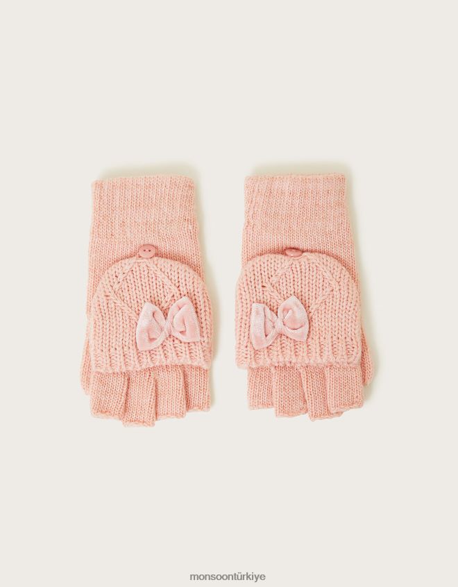 Monsoon çocuklar geri dönüştürülmüş polyesterden yapılmış kapaklı örgü eldiven JH86BT2817 aksesuar pembe