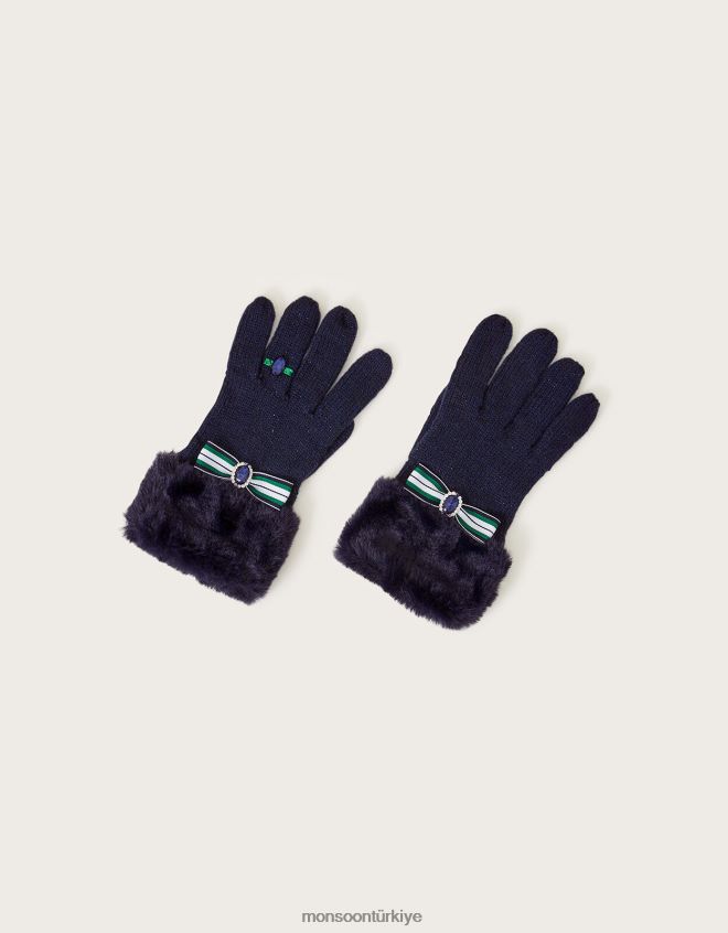 Monsoon çocuklar yay halkalı eldiven JH86BT2827 aksesuar Mavi Donanma)