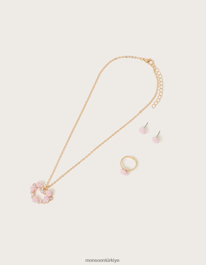 Monsoon kız Loveheart çiçekli takı seti JH86BT2566 aksesuar moda