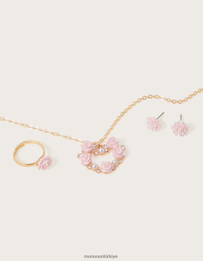 Monsoon kız Loveheart çiçekli takı seti JH86BT2566 aksesuar moda