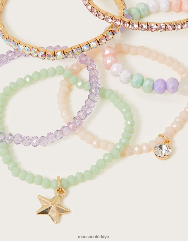 Monsoon kız bohem boncuklu bileklik 6\'lı paket JH86BT2585 aksesuar moda