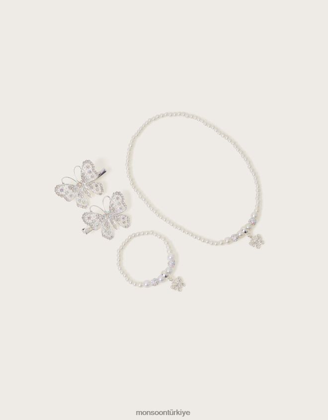 Monsoon kız flutter kelebek inci takı ve saç seti JH86BT1806 aksesuar şık