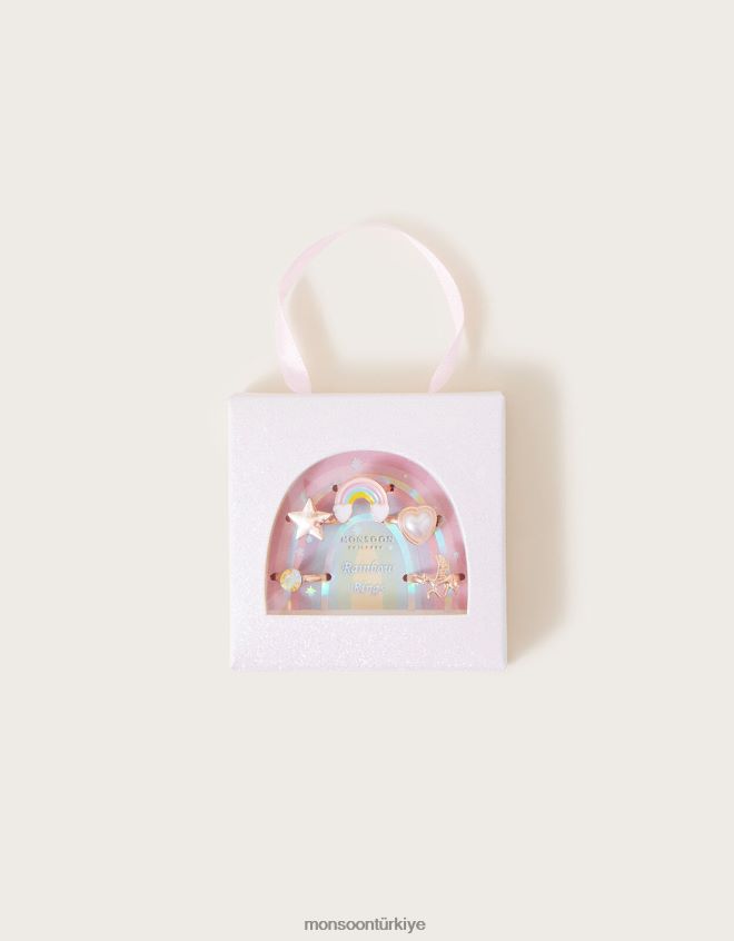 Monsoon kız gökkuşağı halkaları 5'li paket JH86BT1672 aksesuar moda