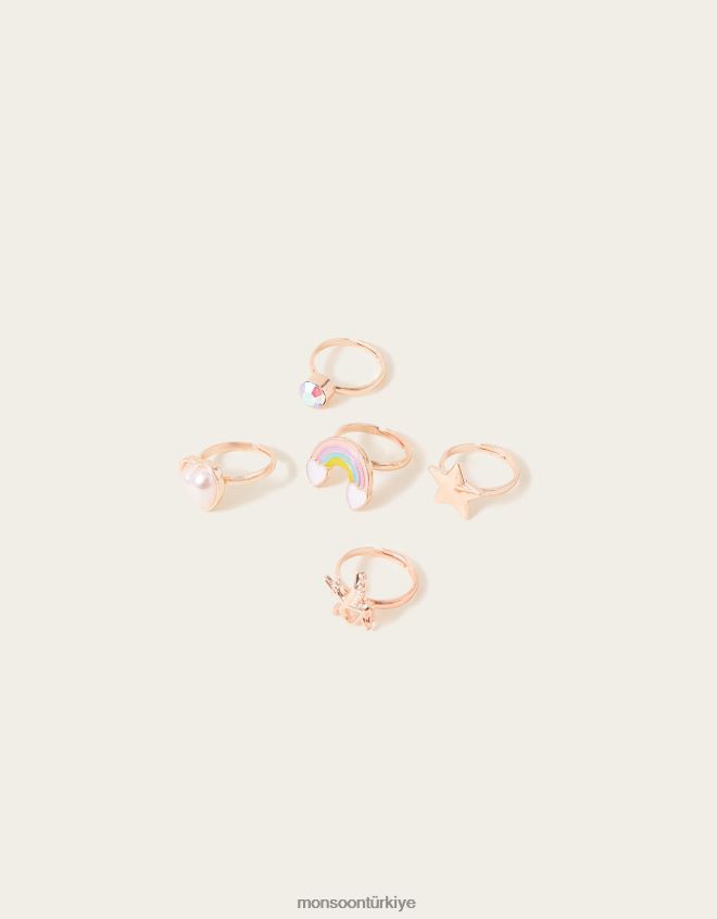 Monsoon kız gökkuşağı halkaları 5\'li paket JH86BT1672 aksesuar moda