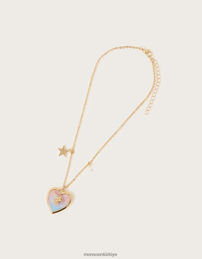 Monsoon kız kozmik tek boynuzlu at madalyon kolye JH86BT2426 aksesuar moda