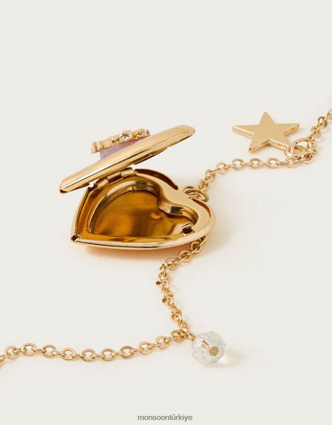 Monsoon kız kozmik tek boynuzlu at madalyon kolye JH86BT2426 aksesuar moda