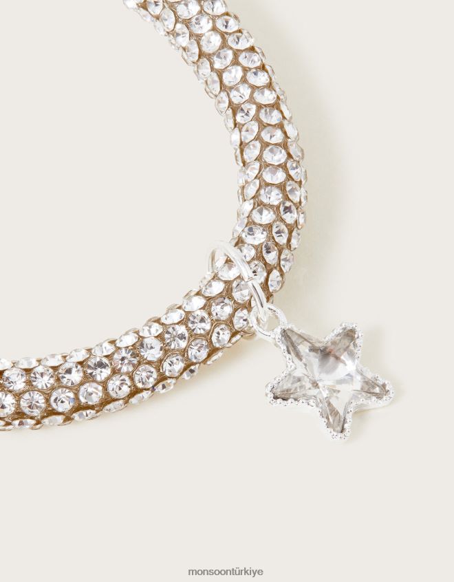 Monsoon kız ışıltılı yıldız göz kamaştırıcı bilezik JH86BT2492 aksesuar moda