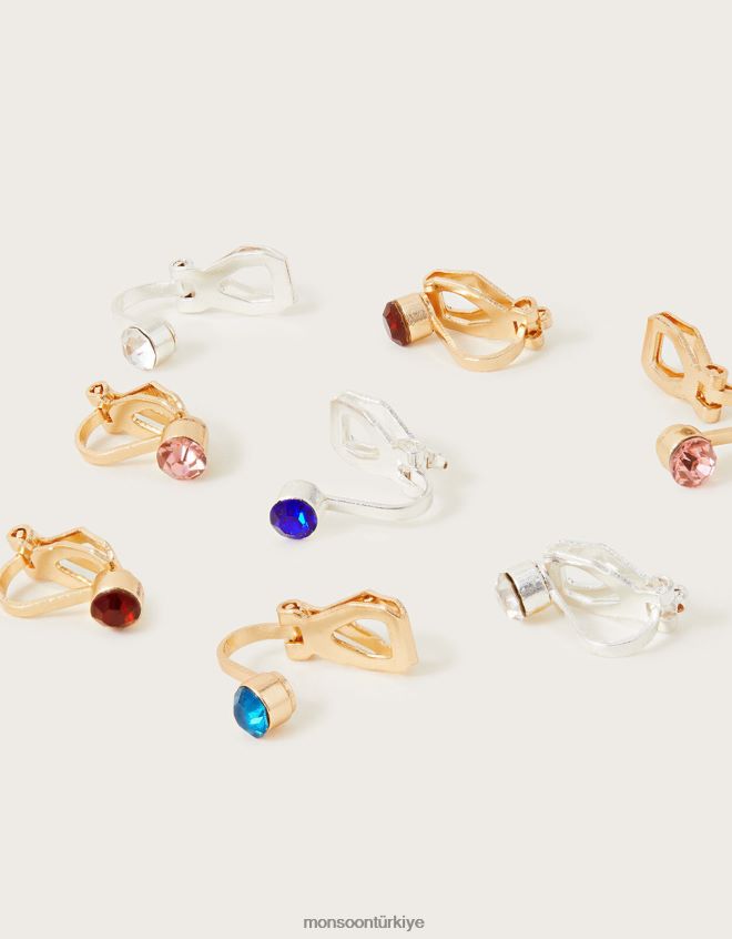 Monsoon kız mücevher klipsli küpeler 5\'li paket JH86BT1623 aksesuar şık