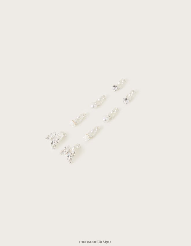 Monsoon kız nedime klipsli küpeler 4'lü paket JH86BT2745 aksesuar şık