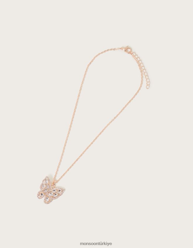 Monsoon kız süper ışıltılı kelebek kolye JH86BT2558 aksesuar zarif