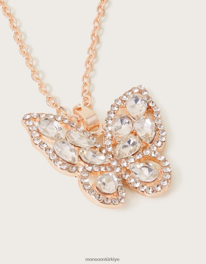 Monsoon kız süper ışıltılı kelebek kolye JH86BT2558 aksesuar zarif