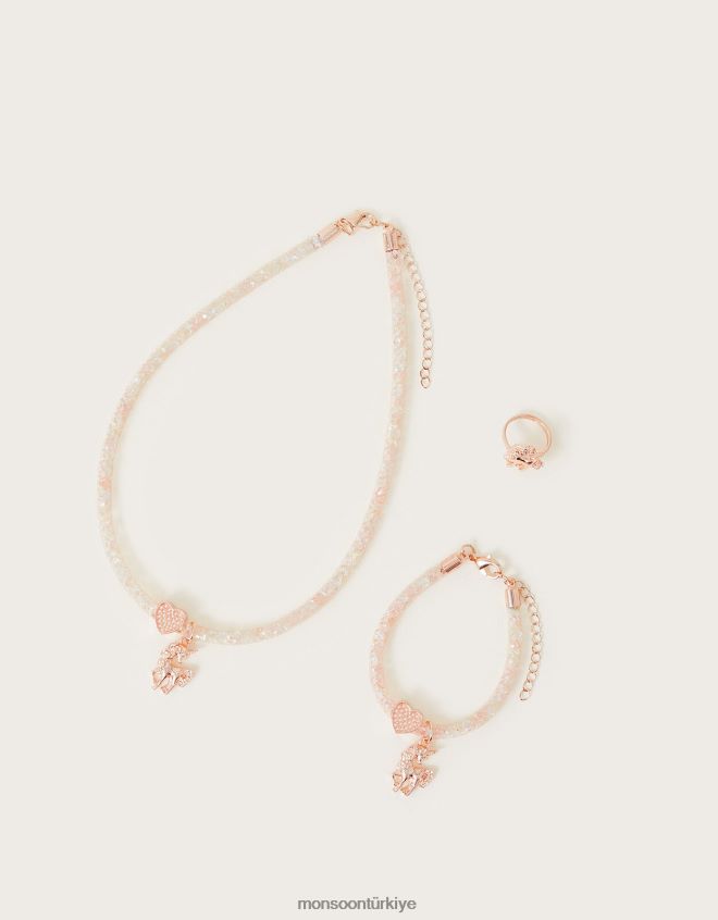 Monsoon kız tek boynuzlu at kaplı mücevher seti JH86BT2506 aksesuar şık