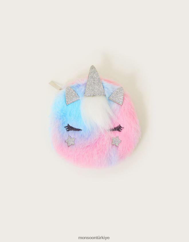 Monsoon çocuklar kabarık tek boynuzlu mini bozuk para cüzdanı JH86BT2515 aksesuar zarif