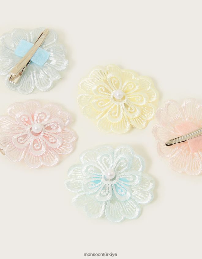 Monsoon kız Lacey çiçekli saç tokası 5\'li paket JH86BT2574 aksesuar zarif