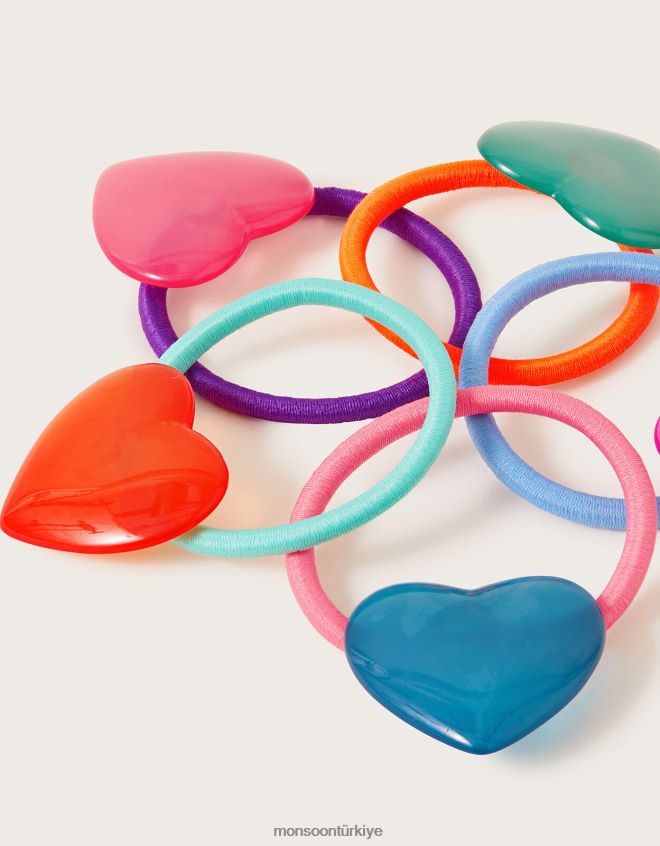 Monsoon kız aşk kalpli saç bantları 5\'li paket JH86BT2502 aksesuar zarif