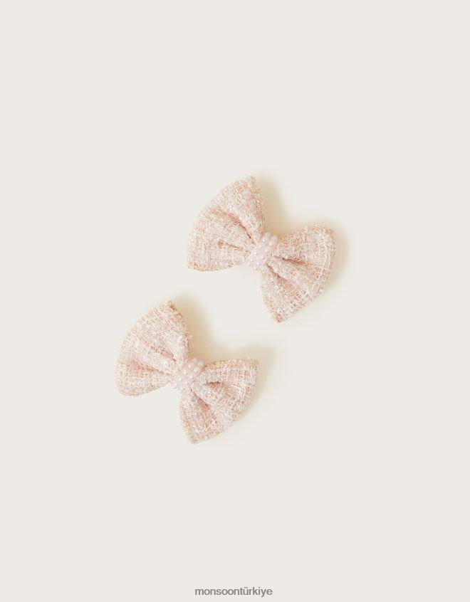Monsoon kız buklet inci fiyonklu saç tokası iki set JH86BT1679 aksesuar moda
