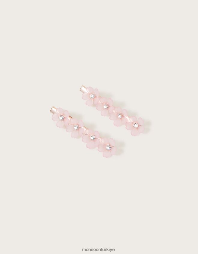 Monsoon kız diamante çiçek saç tokası iki set JH86BT2542 aksesuar sıcak