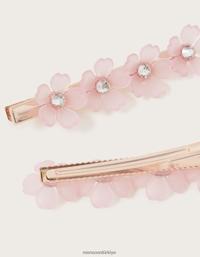 Monsoon kız diamante çiçek saç tokası iki set JH86BT2542 aksesuar sıcak