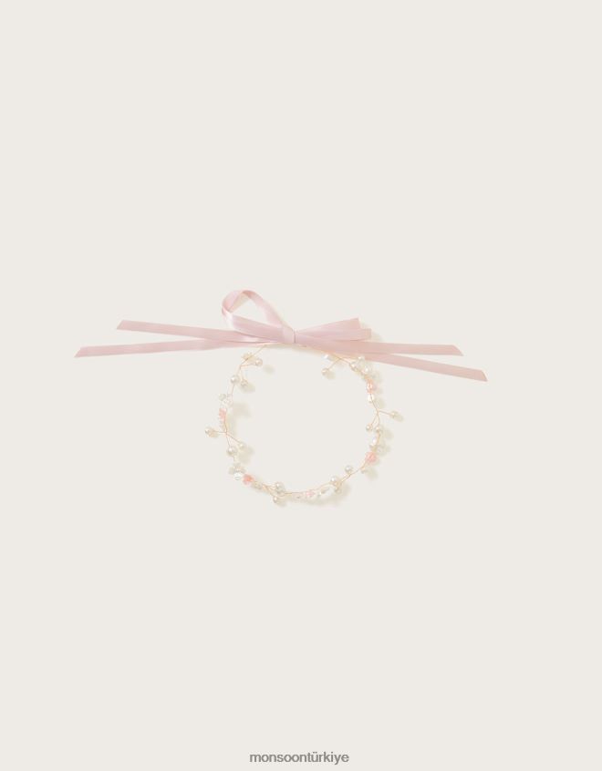 Monsoon kız frezya çiçeği metal çelenk JH86BT2563 aksesuar moda