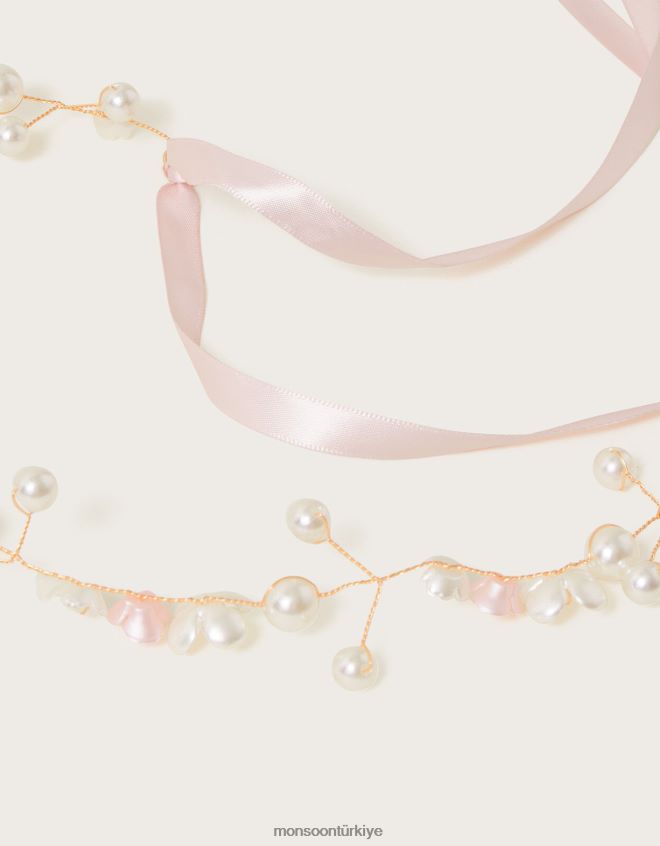 Monsoon kız frezya çiçeği metal çelenk JH86BT2563 aksesuar moda