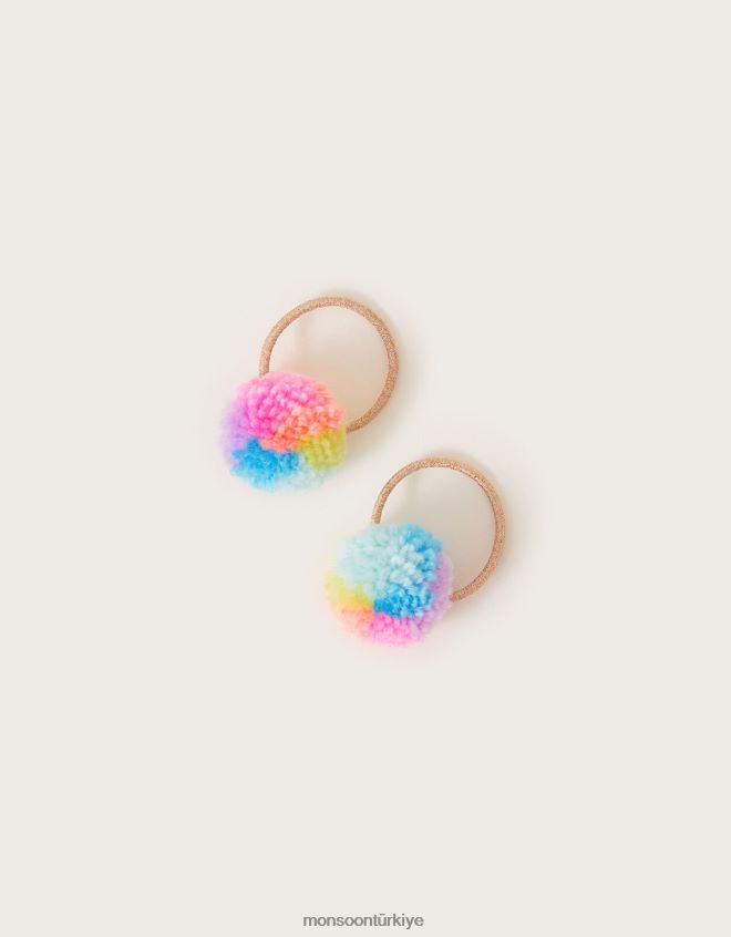 Monsoon kız gökkuşağı ponponlu saç bandı ikili set JH86BT2512 aksesuar sıcak