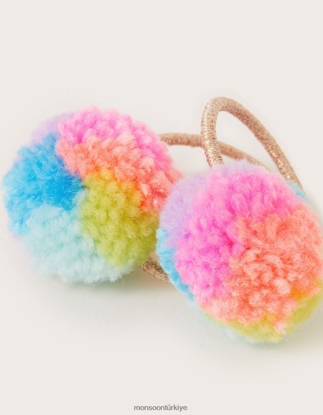 Monsoon kız gökkuşağı ponponlu saç bandı ikili set JH86BT2512 aksesuar sıcak