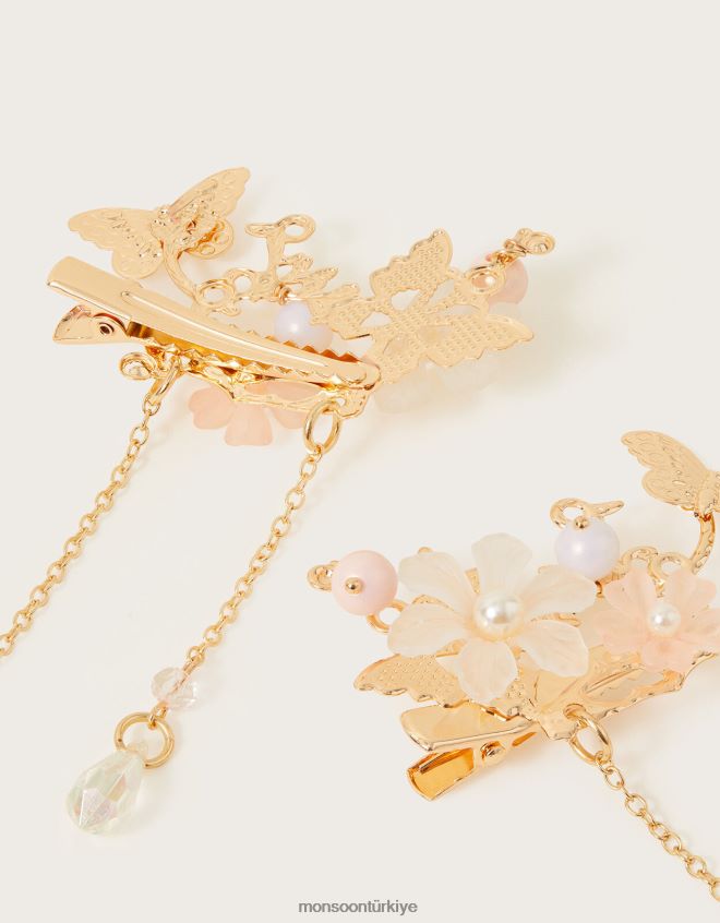 Monsoon kız güzel bahçe püskül klipsleri iki set JH86BT2841 aksesuar moda