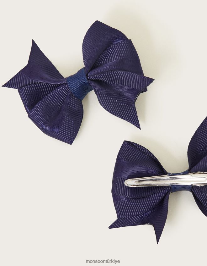 Monsoon kız grogren fiyonklu saç tokası ikili set JH86BT2831 aksesuar moda