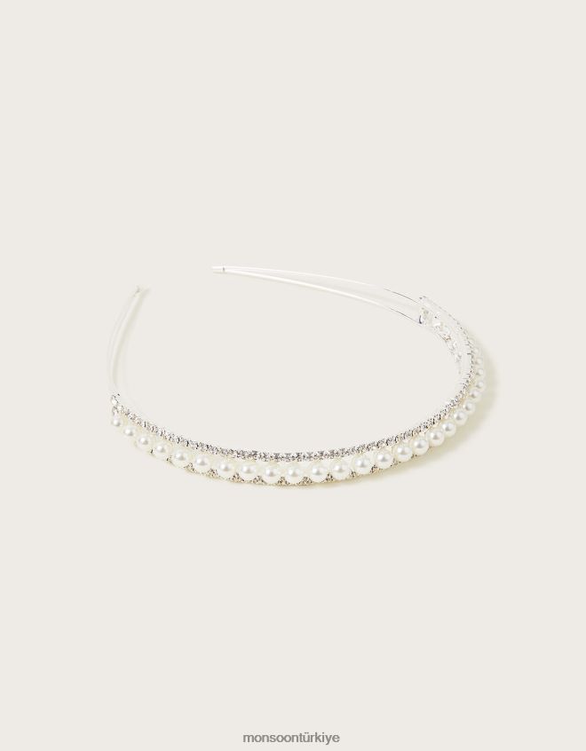 Monsoon kız inci diamante nedime kafa bandı JH86BT2411 aksesuar şık