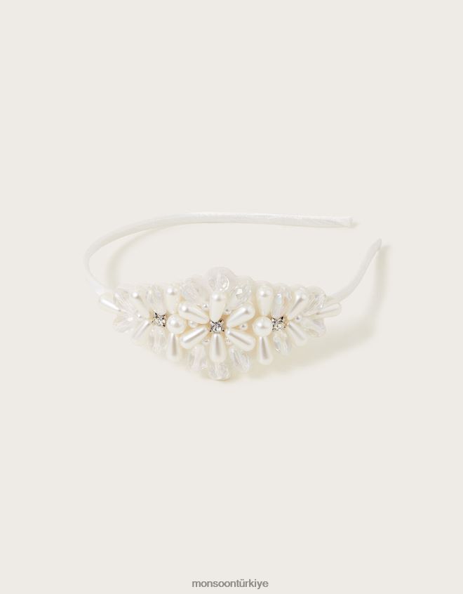 Monsoon kız inci süslenmiş kafa bandı JH86BT2562 aksesuar moda