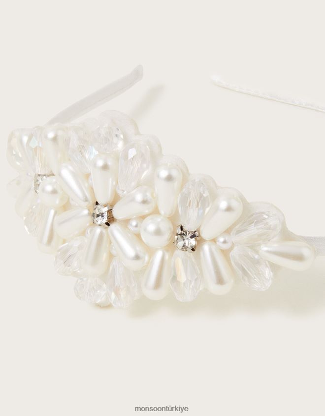 Monsoon kız inci süslenmiş kafa bandı JH86BT2562 aksesuar moda