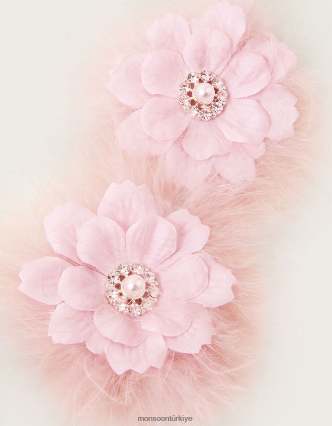 Monsoon kız kabarık inci saç tokası iki set JH86BT2551 aksesuar sıcak