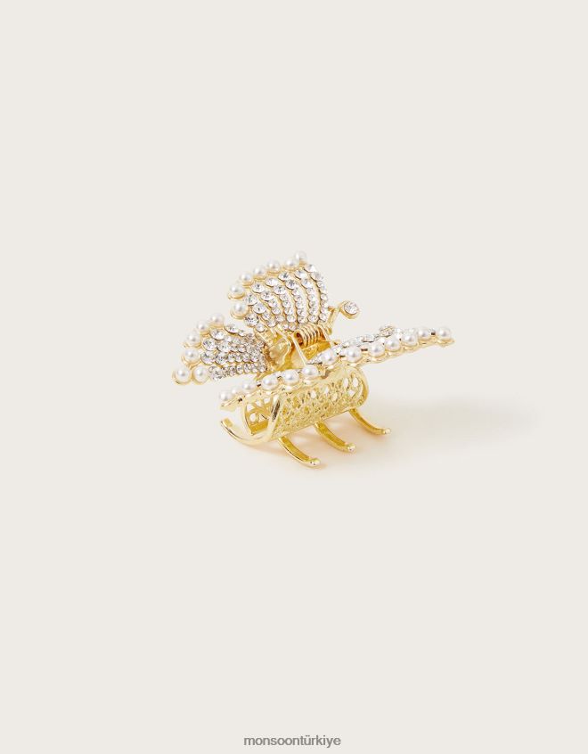 Monsoon kız kelebek inci pençe klipsi JH86BT2536 aksesuar sıcak