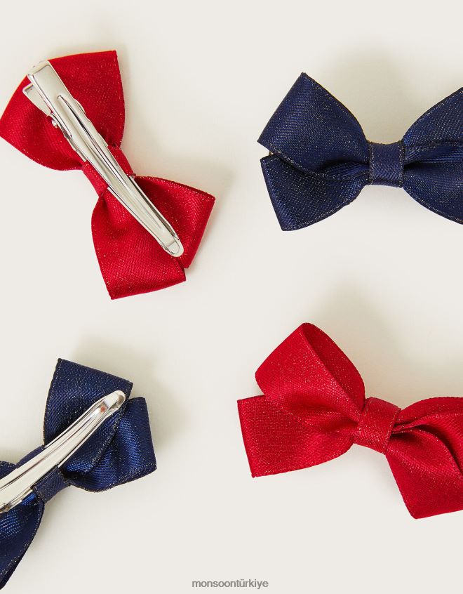 Monsoon kız mini okul fiyonk klipsleri 4\'lü paket JH86BT2494 aksesuar zarif