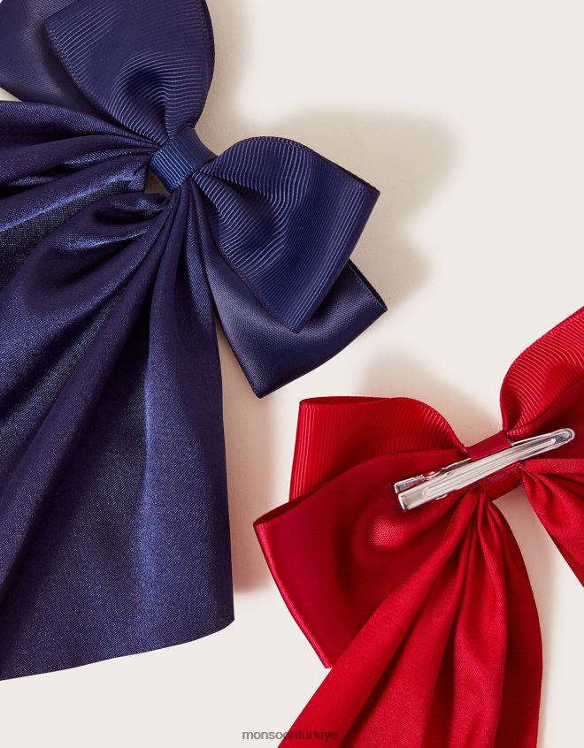 Monsoon kız okul papyonu saç tokası iki set JH86BT2520 aksesuar şık