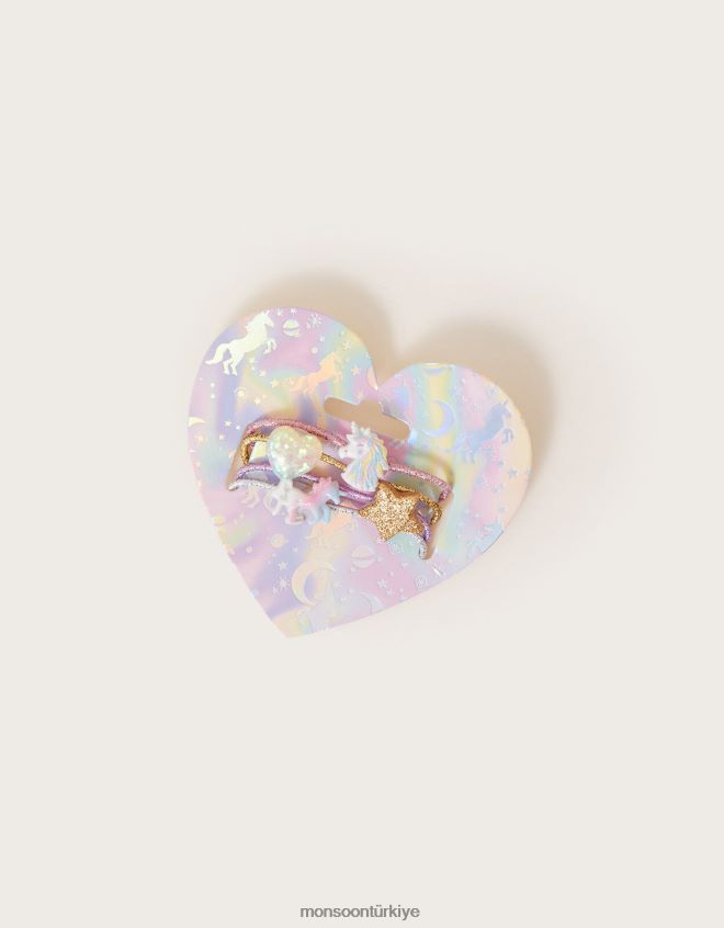 Monsoon kız puslu tek boynuzlu at saç bantları 4'lü paket JH86BT2472 aksesuar moda