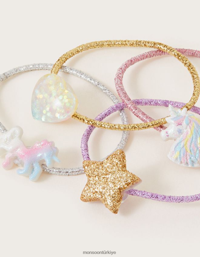 Monsoon kız puslu tek boynuzlu at saç bantları 4\'lü paket JH86BT2472 aksesuar moda