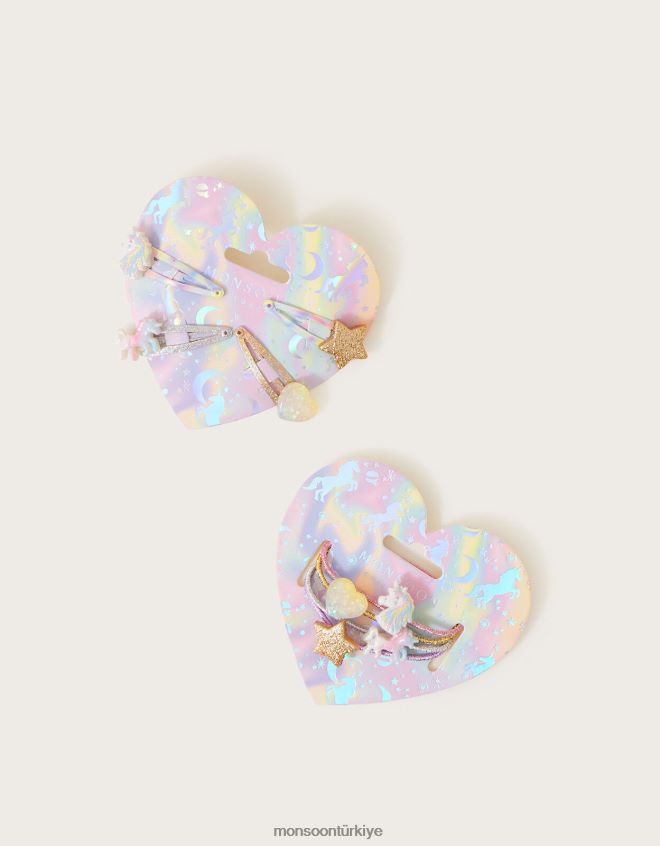 Monsoon kız puslu tek boynuzlu at saç seti 8'li paket JH86BT2516 aksesuar şık