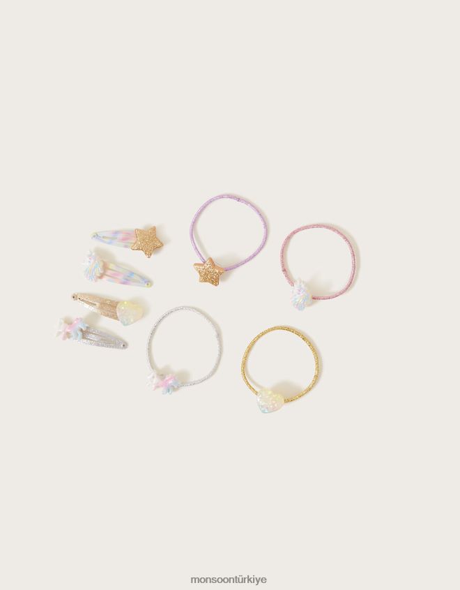 Monsoon kız puslu tek boynuzlu at saç seti 8\'li paket JH86BT2516 aksesuar şık