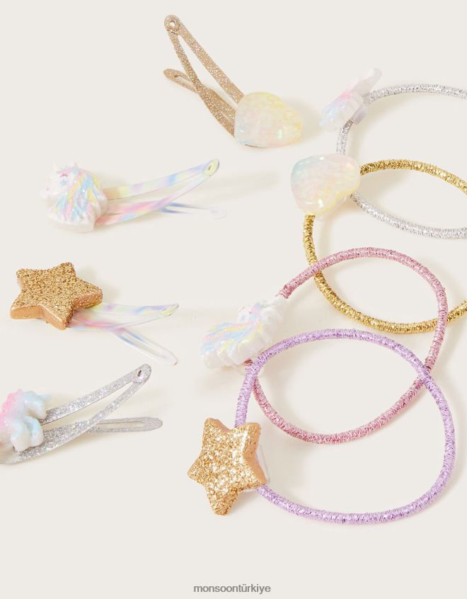 Monsoon kız puslu tek boynuzlu at saç seti 8\'li paket JH86BT2516 aksesuar şık