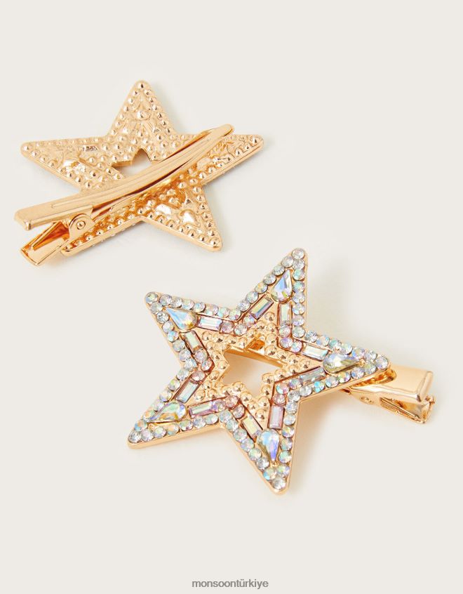 Monsoon kız süperstar ışıltılı klipsler iki kişilik set JH86BT2518 aksesuar sıcak